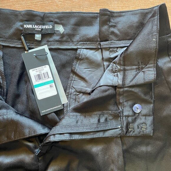 Black Satin Cargo Pants Karl Lagerfeld - Picture 3 of 4